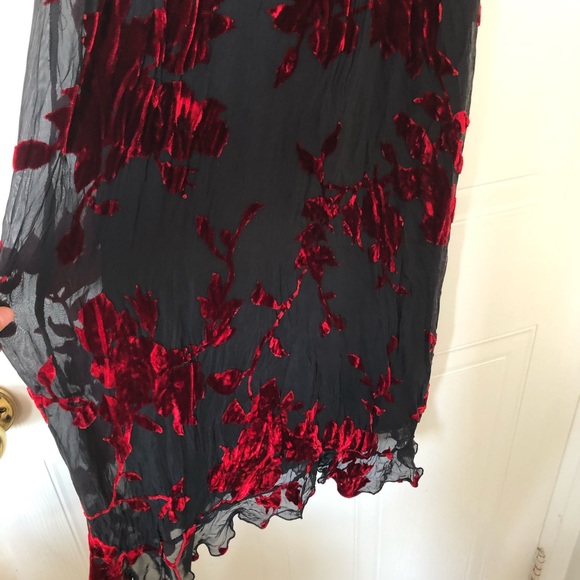 Vintage AXL silk blend red and black v-neck dress - Picture 11 of 15